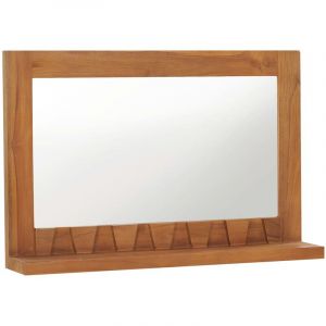 VidaXL Miroir mural avec étagère 60x12x40 cm Bois de teck massif