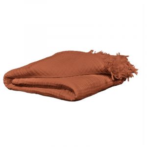 Meubletmoi - Plaid 130 x 160 cm en quadruple gaze de coton terracotta - pepa 1