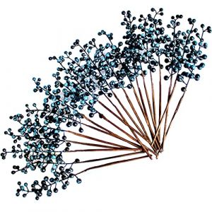 OrgMemory Baies Artificielles, 20 Pièces, 30cm, Branches de Baies, Baie Decorative, Tige de Baies Artificielles pour Décoration de Guirlande d'arbre de Noël (Bleu)