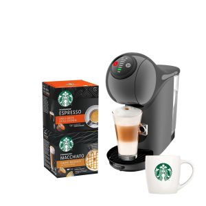 Image de Krups NESCAFE DOLCE GUSTO YY4893FD Machine &agrave; caf&eacute; + 2 boites de capsules espresso et macchiato + mug Starbucks, Compact, Anthracite