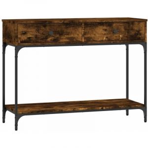 VidaXL Table Console, Bout de Canapé avec Tiroirs et Étagère, Meuble de Rangement Entrée Salon Couloir, Moderne, Chêne Fumé Bois d'Ingénierie