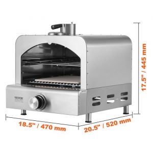 VEVOR Four à pizza pour extérieur, 28 cm, à gaz, portable, avec pierre à pizza en cordiérite épaisse, thermomètre intégré, four à gaz en acier inoxydable