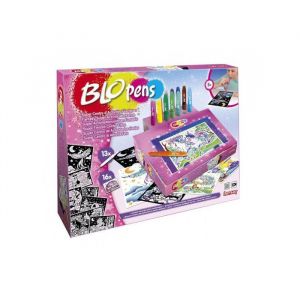 Coffret blopens centre d activites feeriques - dessin effet aerographe - atelier studio creatif - set jeu fille 5 ans et carte