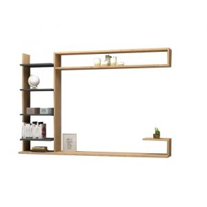 Menzzo Cotecosy - Meuble tv murale avec étagères Jared 180cm Bois et Anthracite - Blanc / Gris