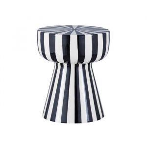 Table d'appoint. bout de canapé. table de chevet. acier émaillé rayures bicolore. noir et blanc. Ø34 x H41cm