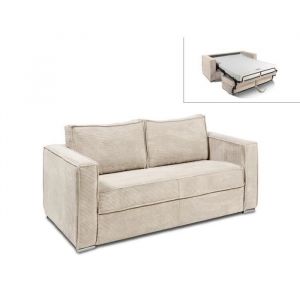Canapé 3 places convertible express en velours côtelé beige LORETO