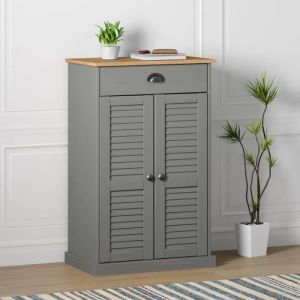 Image de VidaXL Armoire à chaussures VIGO gris 60x35x96 cm bois massif de pin 353168