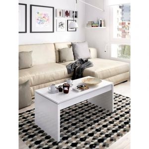 Table basse Dburgi, Porte-revues de salon avec compartiment de rangement, Table basse, 102x50h43 cm, Blanc - Dmora