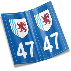 2 autocollants stickers plaque immatriculation voiture départements France