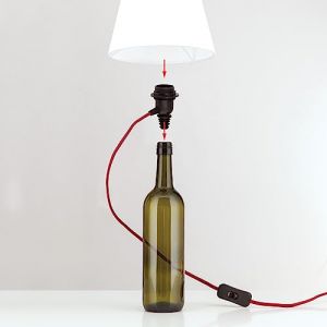 Orion Douille E27 BOTTLE, c&acirc;ble rouge fonc&eacute;, longueur 200 cm