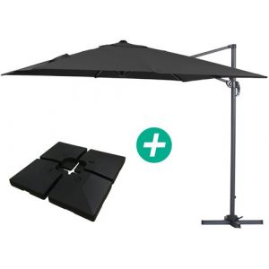 Image de Habitat et Jardin Parasol jardin déporté Alu Sun 3 - Carré - 3 x 3 m - Noir - Dalles incluses