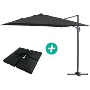 Image de Habitat et Jardin Parasol jardin déporté Alu Sun 3 - Carré - 3 x 3 m - Noir - Dalles incluses