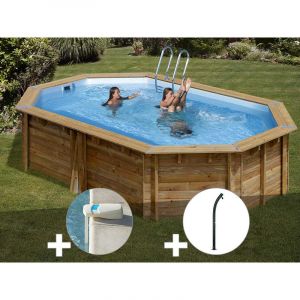 Image de Sunbay Kit piscine bois Cannelle 5,51 x 3,51 x 1,19 m + Alarme + Douche