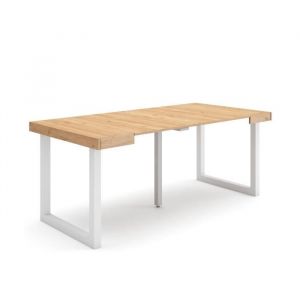 Table console extensible, Console meuble, 180, Pour 8 personnes, Pieds bois massif, Style moderne, Chêne - Skraut Home
