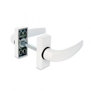 Amig - Jeu de poignée de porte à rosace - Modèle Delta - Fabriqué en aluminium - Dimensions : 121 x 72 mm - Carré de 8 mm - Idéal pour les portes intérieures ou extérieures Finition : Blanc.