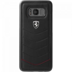 Scuderia Ferrari Ferrari Heritage Coque en cuir v&eacute;ritable pour Samsung Galaxy S8 Plus, Noir