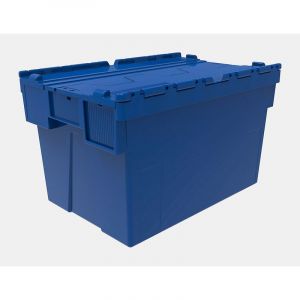 Certeo Bacs gerbables réutilisables, lot de 5 - l x p x h 600 x 400 x 365 mm - bleu, couvercle bleu - Coloris: bleu