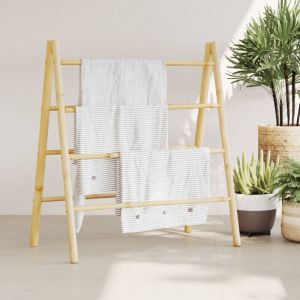 VidaXL Chelle à serviettes double avec 4 échelons 90x50x100 cm bambou Brun