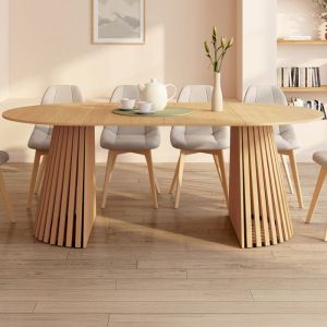 Idmarket Table à manger extensible ronde CARMEN 4-10 personnes pied bois 110-200 cm