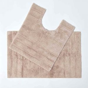Tapis de bain spa Ultra doux 2 pièces Naturel - Couleur Pierre - Homescapes