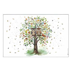 Set De Table Couple De Chouettes Dans Un Arbre 43 Cm