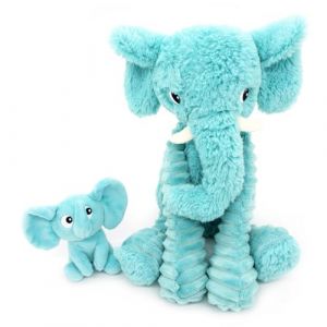 Les Déglingos LES Les PTIPOTOS by Peluche Maman Bebe - Toute Douce - Cadeau Naissance Anniversaire Noel - DIMOITOU L'ELEPHANT Maman & Bebee - 24CM - Bleu Aqua