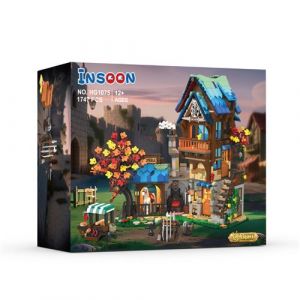 INSOON Poste Avancé Médiéval à Construire – 1747 Pièces, Mini Blocs 3,6mm, LED, Maison de Garnison, 12+