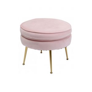 Image de Kare Design Tabouret velours rose et pieds doré EMILY