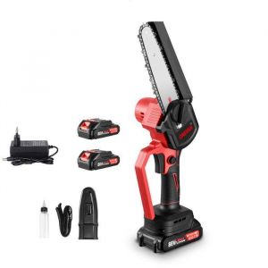 ONEVAN Tronçonneuse électrique 6 pouces Scie d'élagage + 2 Batteries