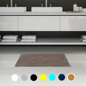 Tapis de Bain Chenille Absorbant 50x80 cm - Taupe Silumen Blanc|Noir|Jaune|Gris|Bleu|Taupe|Turquoise