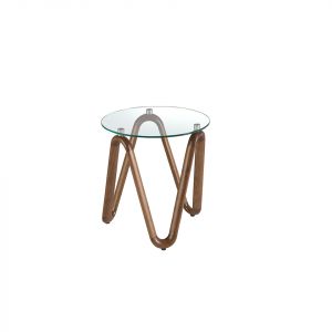 Angel Cerda - Table d'appoint ronde moderne. cristal/noyer - 115x115x38 cm