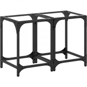 VidaXL Tables basses avec dessus en verre transparent 2 pcs acier, table d'appoint, table de salon, table &agrave; th&eacute;, bout de canap&eacute;, table d&rsquo;extr&eacute;mit&eacute;