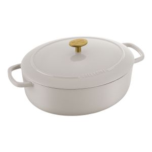 Ballarini Bellamonte Cocotte Poêle ovale en fonte émaillée Blanc ivoire 31 cm 5,5 l