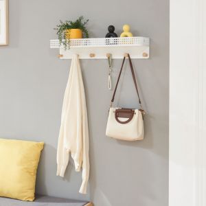 Porte-manteau mural avec &eacute;tag&egrave;re J&auml;ller 60 x 14 x 12 cm blanc [en.casa]