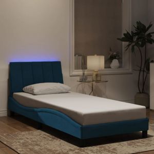 VidaXL Cadre de lit avec LED sans matelas bleu 90x190 cm velours