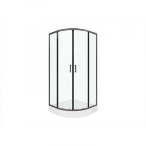 Paroi de douche d'angle avec receveur - Noir - L90 x l90 x H192 cm - SIDOA