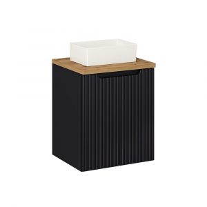 Meuble simple vasque 50cm 2 portes Riva Noir et Bois