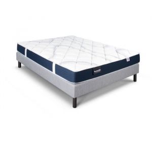 Dunlopillo Magnolia Ensemble 140 x 190 - Matelas + Sommier clair - Ep 18 cm - Mousse - Lattes passives - Fabriqué en France