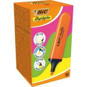 Bic Marqueur fluo Highlighter Flat N&eacute;on Orange 12 unit&eacute;s