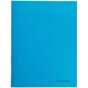 Majuscule Cahier piqures grand carreaux polypropylene 17x22 96p 90g bleu