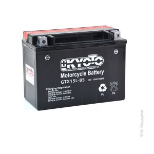 Kyoto Batterie moto YTX15L-BS /GTX15L-BS 12V 13Ah