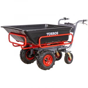 Mw-tools Brouette &eacute;lectrique 4 roues &agrave; ch&acirc;ssis tubulaire extensible et amovible + benne plastique 300L 300KG - batterie 40V / 6Ah Torros EP300P