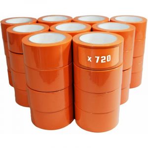 Lot de 720 Rubans adhésifs PVC orange bâtiment 50 mm x 33 m - Rouleau adhésif TECPLAST