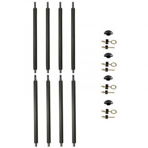 Kangui Lot de 4 poteaux de filet de sécurité Ø25mm pour trampolines avec mousse, visserie et capuchon (longueur totale 215cm)