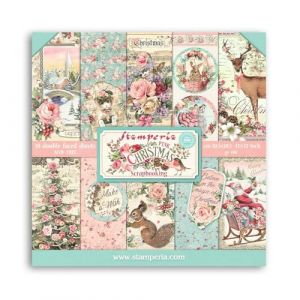 Stamperia Bloc Papier Scrap double Face 10 feuilles 30,5 x 30,5 (12" x 12") - Face Pink Christmas SBBL73 Multicolore