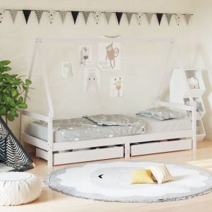 VidaXL Cadre de lit enfant tiroirs blanc 80x200 cm bois de pin massif