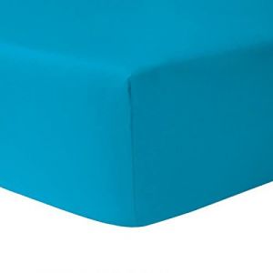 Univers décor Drap housse 160 x 200 cm 100% coton / 57 fils/cm² (Turquoise, Drap housse 160 x 200 cm)