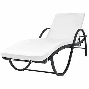 VidaXL Chaise longue R&eacute;sine tress&eacute;e Noir