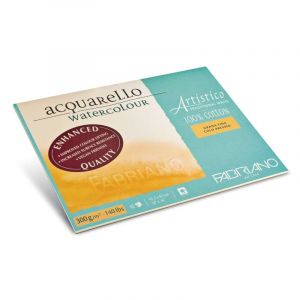 Fabriano Feuille Artistico blanc nature, 30,5 x 45,5 cm - 300 g/m&sup2;, Fin, Bloc de 20 feuilles, 1. Grain fin