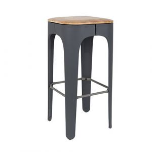 Image de White Label Tabouret de bar bois 73cm Up High Gris foncé